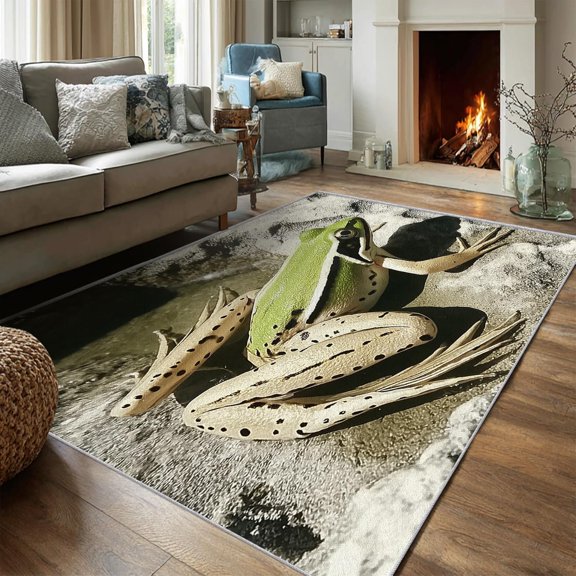 Frog Area Rugs, Animal Pattern Carpet, Washable Non Slip Low Pile Soft Rug for Living Room Bedroom Decor Mat 2x3ft