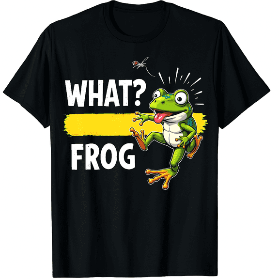 Frog Art Funny Guess What Frog Butt! Frog Costume Graphic Black T-Shirt for Men and Women