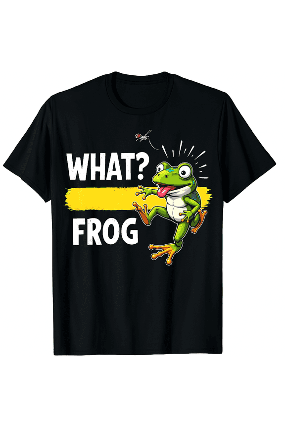 Frog Art Funny Guess What Frog Butt! Frog Costume Graphic Black T-Shirt for Men and Women