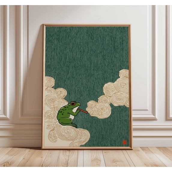 Frog Art Print, Japanese Minimalist Zen Poster , Poster Print Only ...