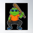 thumbnail image 1 of Frog At Baseball With Baseball Bat & Sunglasses Poster Wall Art, Modern Wall Decor For Living Room Bedroom, 12x18 UNFRAMED, 1 of 3