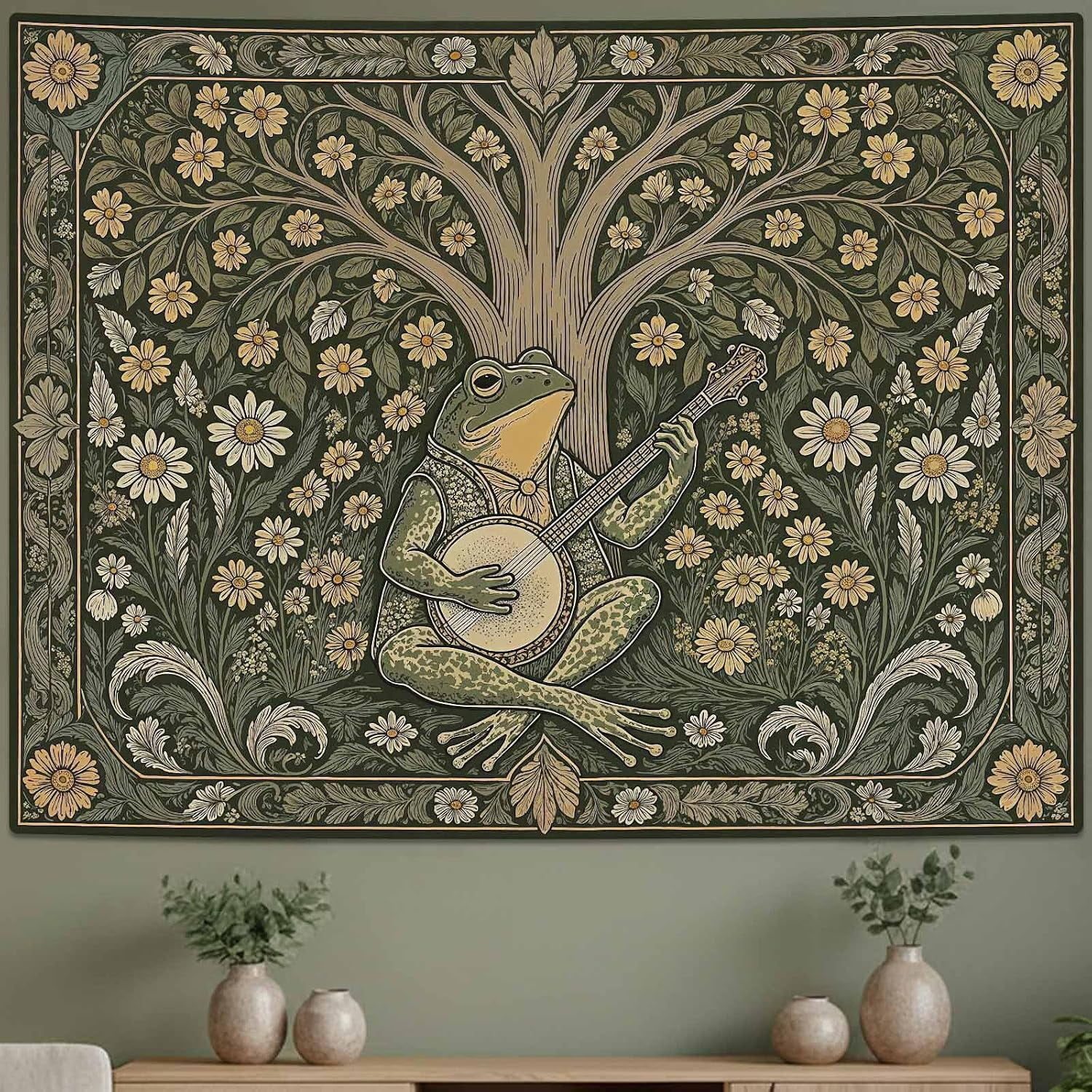 Bownjo Frog Banjo Tapestry Vintage Mountain Sunset Wall Hanging - Walmart.com