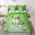 thumbnail image 1 of Frog Bed in a Bag Queen Comforter Set 7 Piece,Green Sequin Fluid Art Bedding Set,Crystal Diamond Comforter and Sheet Set Coastal Reptile Bed Set,Nautical Sea Animal Room Decor, 1 of 5