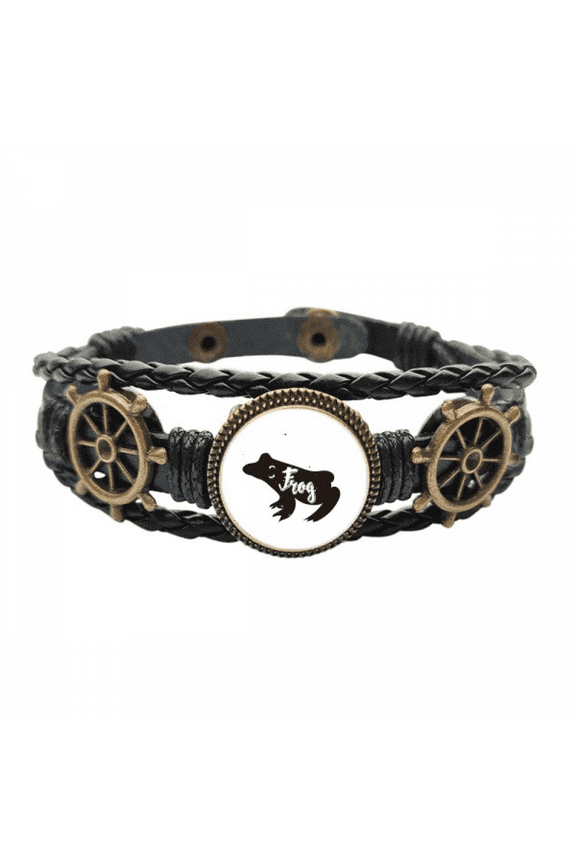 Frog Black And White Animal Leather Braided Ocean Bracelet Wristband