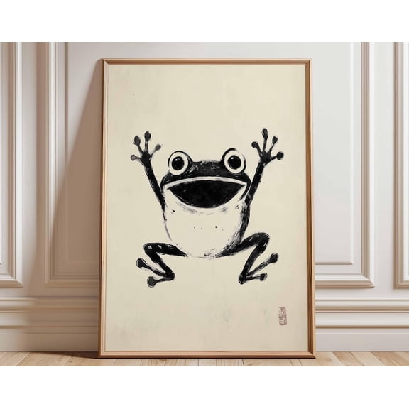 Frog Black And White Minimalist Frog Wall Art Print, Unframed Paper Poster 11x14in