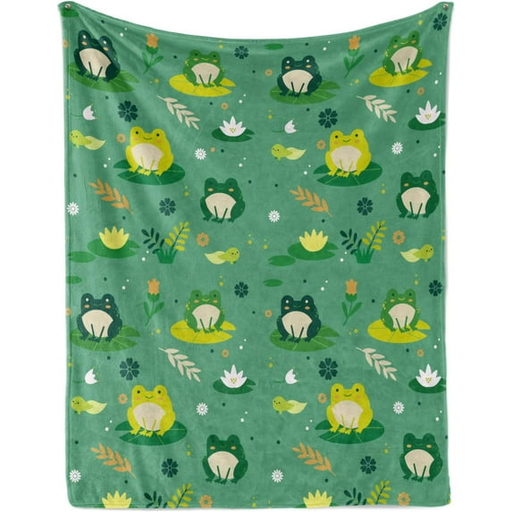 Frog Blanket 40"x50" Green Super Soft Warm Frog Throw Blanket Lightweight Cozy Flannel Animal Throw Blanket Bed Couch Sofa Decor Gift for Girl and Women