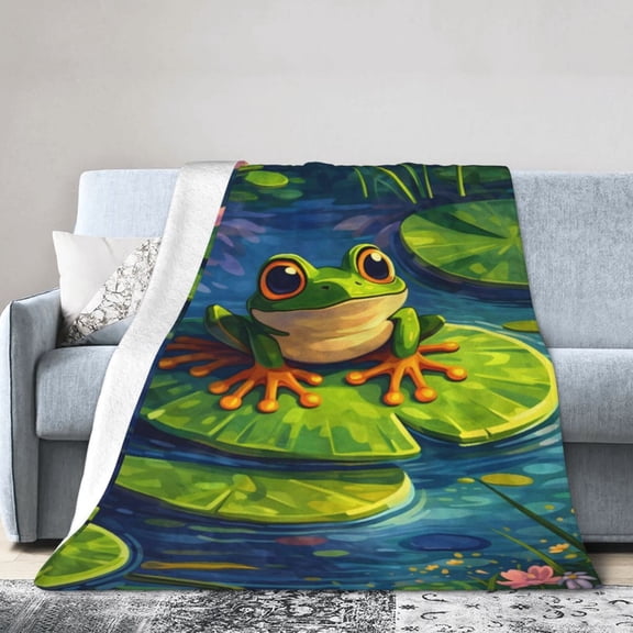 Frog Blanket Gift Cozy Soft Home Decor Nature-Inspired Throw Blanket for Animal Lovers 50x40