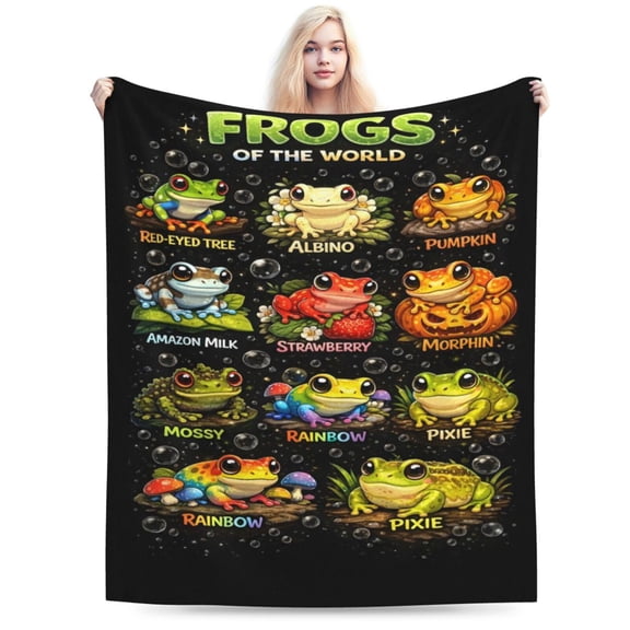 Frog Blanket Gift Throw Blanket Cute Frog Pattern Blanket Cozy Soft Home Decor Gift for Frog Lovers Kids Girls Animal Fans 50x40