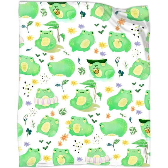 Frog Blanket Gifts for Frog Lover 40 x 50 Inch for Kid,Frog Green Fannel Fleece Throw Blanket Super Soft Throws Blanket for Bed Couch Sofa