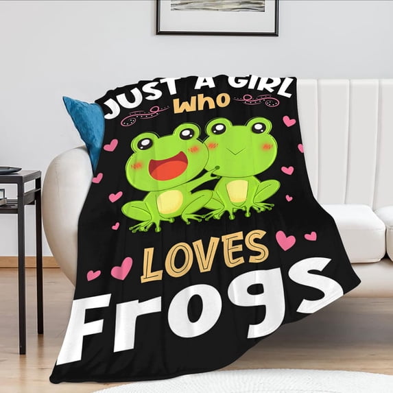 Frog Blanket Just A Girl Who Loves Frogs Super Soft Fluffy Warm Cozy Lightweight Fleece Frog Gifts Blanket for Adults Kids Home Decor Blanket for Couch Bed Living Room Office Camping 60"x80"