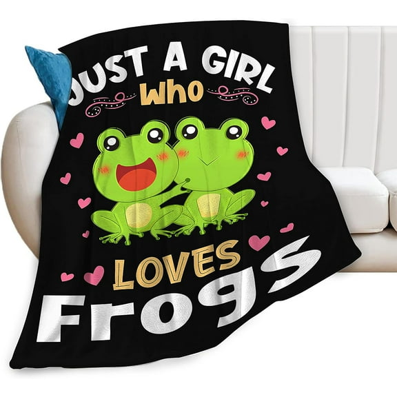 Frog Blanket Just A Girl Who Loves Frogs Super Soft Fluffy Warm Cozy Lightweight Fleece Frog Gifts Blanket for Adults Kids Home Decor Blanket for Couch Bed Living Room Office Camping 50"x60"