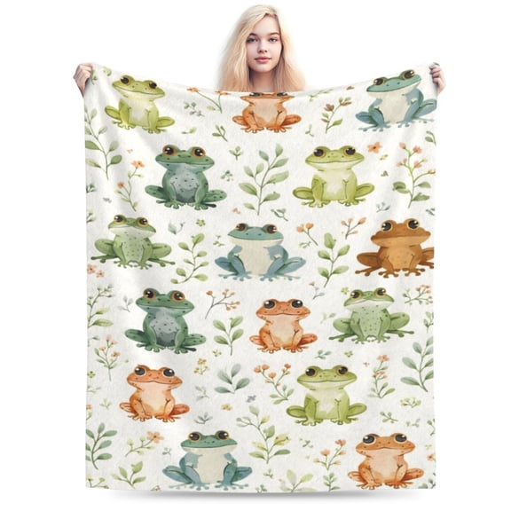 Frog Blanket Super Soft Cozy Fleece Throw - Cute Plush Bedding Decor Gift for Boys Girls Kids Men Women 50x40