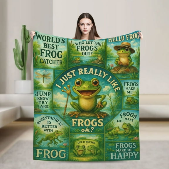 Frog Blanket , Throw Blanket for Frog Lovers Gifts for Women, Birthday Decorations for Home & Travel 50x40