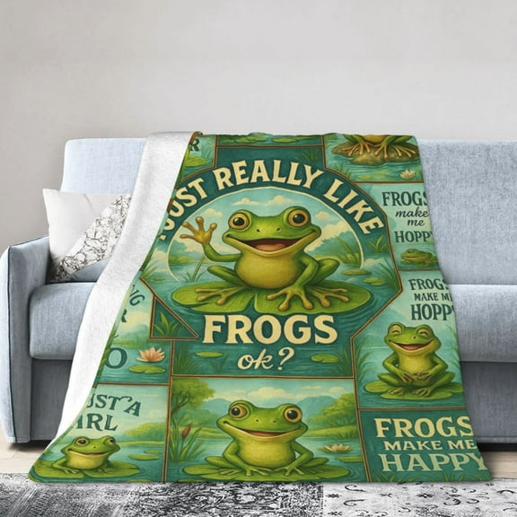 Frog Blanket , Throw Blanket for Frog Lovers Gifts for Women, Birthday Decorations for Home & Travel 50x40