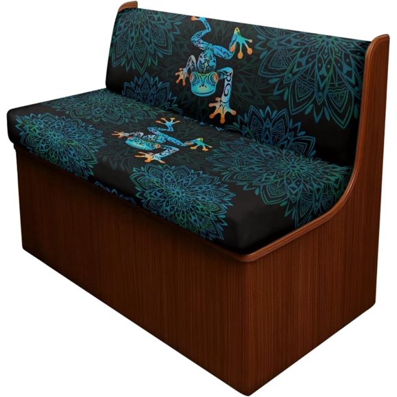 Frog Boho Mandala Print 2 Pcs RV Dinette Cushion Covers Elastic Camper Seat Covers Dinette Booth Stretch Loveseat Sofa Chair Cover Furniture Protector for RV Camper Car Bench