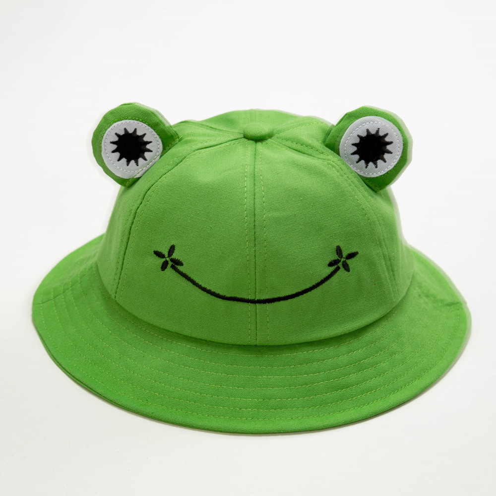 Frog Bucket Hat, Cute Fisherman Hat Cotton Sun Bucket Hat Sun Protection Cap Wide Brim Beach Summer Hat for Women Men Girls Kids (Green) - image 1 of 7