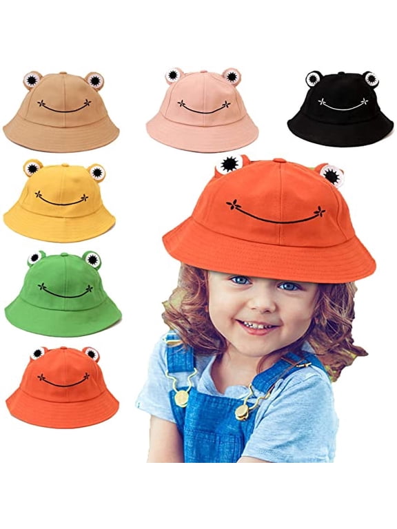 Frog Bucket Hat, Cute Fisherman Hat Cotton Sun Bucket Hat Sun Protection Cap Wide Brim Beach Summer Hat for Women Men Girls and Kids,Parent child hat