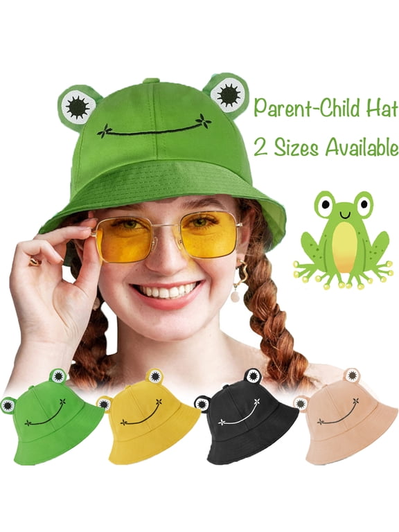 Frog Bucket Hat for Women/Men, Foldable Lightweight Sun Hat for Summer Spring, Wide Brim Frog Hat for Adult, Teen, Kids
