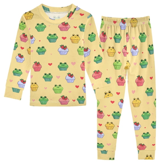 Frog Cake Heart Cotton Pajamas 2 Piece Set Sleepwear Soft and Comfortable Homewear Nightwear