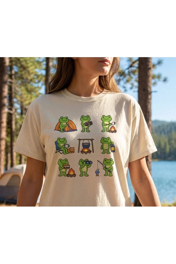 Frog Camping Shirt, Cute Cottagecore Camp Tee, Funny Outdoor Frog Shirt, Nature Lover Gift, Cozy Campfire Shirt