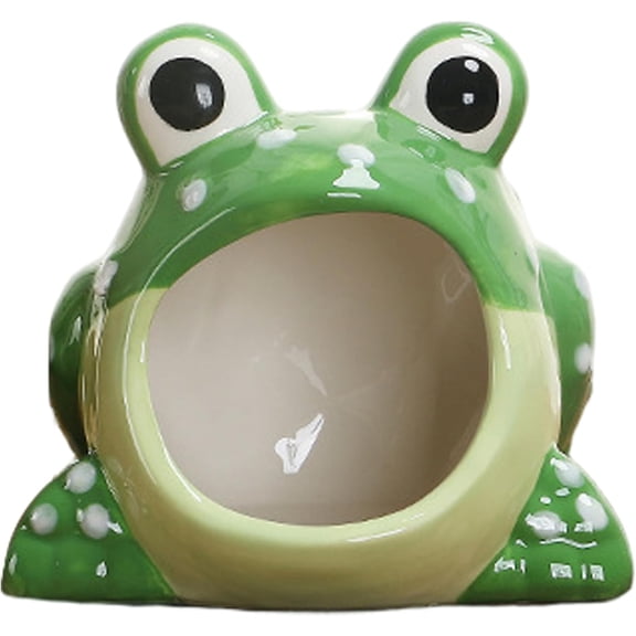 Frog Candy Bowl, Large Mouth Ceramic Storage Cookie Jar, Cute Animal Small Treats Dish Holder for Home Kitchen Office Table Desk Decor, Green 1pc