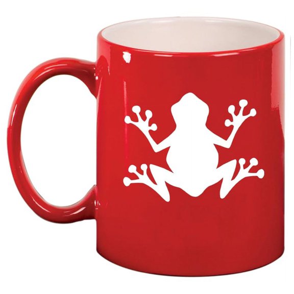 Frog Ceramic Coffee Mug Tea Cup Gift for Her, Him, Friend, Coworker, Wife, Husband (11oz Red)