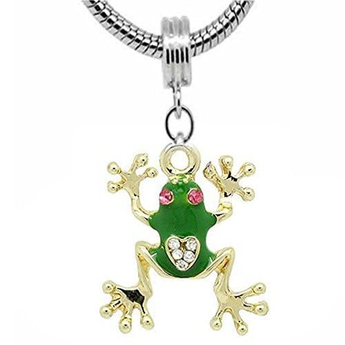 Frog Charm Dangle European Bead Compatible for Most European Snake Chain Bracelet