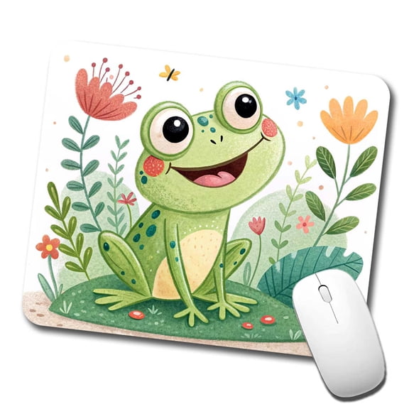 Frog Children's Illustration Style Mouse Pad Low Profile Gaming Mat
