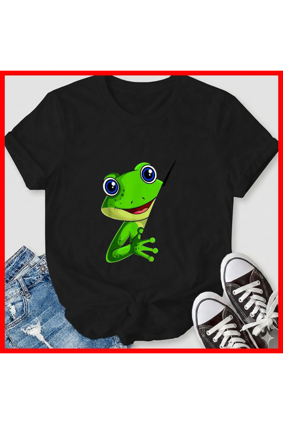 Frog Childrens Boys Girls Frogs Cute Character School Apparel Unisex T-Shirt, up to size 5XL