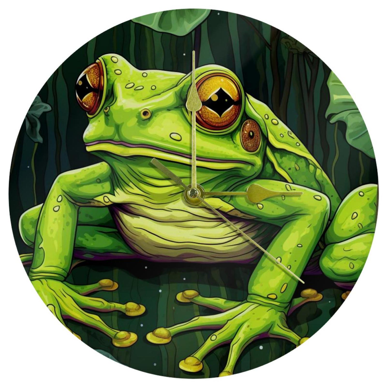 Frog Circular Acrylic Wall Clock Stylish Timepiece for Modern Décor