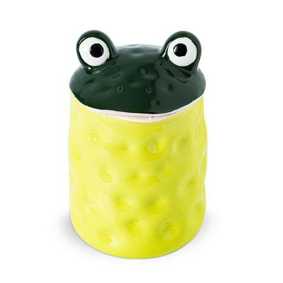 Frog Cookie Jar With Lid - Teal Green Ceramic Canister Cute Head Top Airtight Storage Container For Cookies Candy Or Kitchen Counter Decor