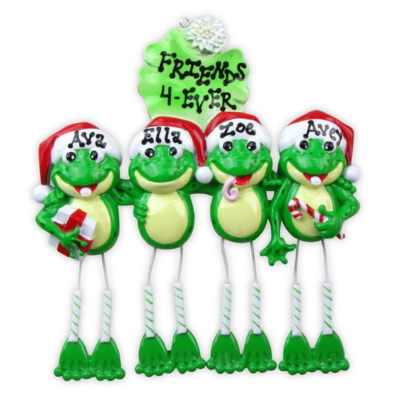 Frog Couple Dangle Legs 4 Friends Brothers Sisters Personalized Christmas Ornament DO-IT-YOURSELF
