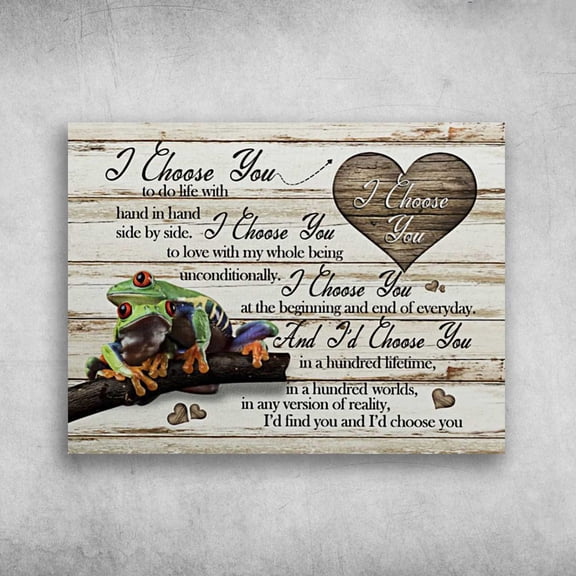 Frog Couple, Frog Poster, I Choose You, To Do Life With Hand In Hand, Side By Side 24 x 36 Inch Poster