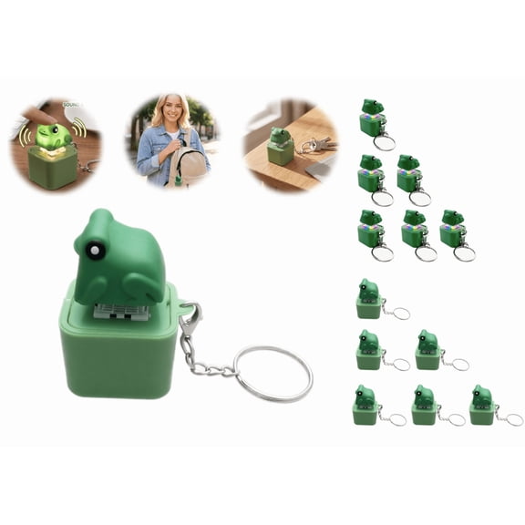 Frog Croak Sound Button Keychain, Croaking Button Keychain, Rechargeable Fidget Clicker with Real Sound and LED Light Interactive Desk Stress Relief Toy Gifts for Adults Funny Gifts Pack