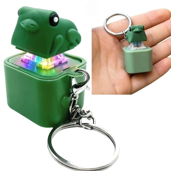 Frog Croaking Fidget Toy, Frog Croaking Keychain with Sound LED lights, Keyboard Clicker for Stress Relief Anxiety Fun Gifts, Portable Noise Keychain Toy for Adults