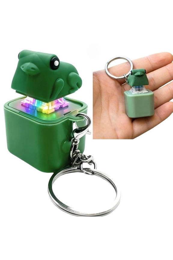Frog Croaking Fidget Toy, Frog Croaking Keychain with Sound LED lights, Keyboard Clicker for Stress Relief Anxiety Fun Gifts, Portable Noise Keychain Toy for Adults