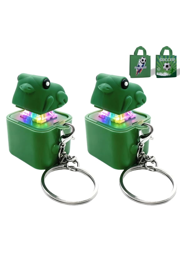 Frog Croaking Fidget Toy, Frog Croaking Keychain With Sound LED lights, Rechargeable Keyboard Clicker For Stress Relief Anxiety Fun Gifts, Portable Noise Keychain Toy (2PCS)