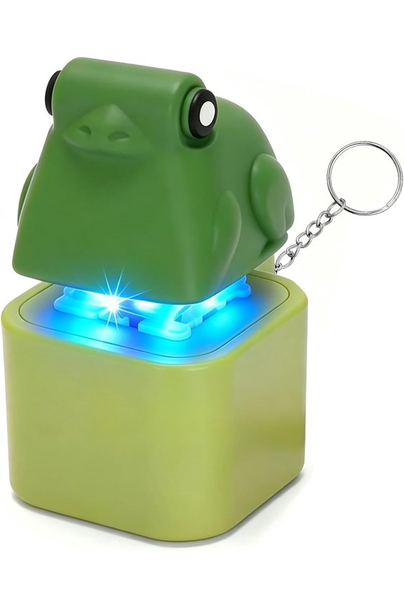 Frog Croaking Fidget Toy, Frog Keychain Clicker Toys with Colorful Light & Sound, Fun Adults Keyboard Clicker for Stress Relief & Anxiety & Fun