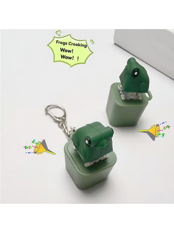 Frog Croaking Fidget Toy, Fun Stress Relief Toy with Led Lights, Cute Frog Croaking Keychain, Adults Keyboard Clicker, Ideal for ADHD and Autism (Frog Croaking)