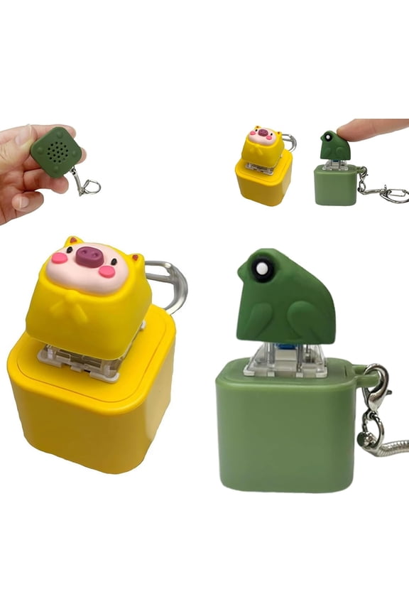 Frog Croaking Fidget Toy, Keyboard Clicker Pig Fidget Toys, Funny Rechargeable Keychain with Colorful Lights, Protable Croaking Frog Keychain