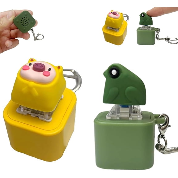 Frog Croaking Fidget Toy, Keyboard Clicker Pig Fidget Toys, Funny Rechargeable Keychain with Colorful Lights, Protable Croaking Frog Keychain