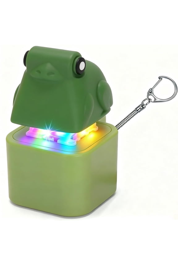Frog Croaking Fidget Toy - Rechargeable Frog Croaking Keychain, Frog Croaking Stress Reliever with Colorful Lights, Fun & Portable Calming Relief Toy (Frog Croaking)