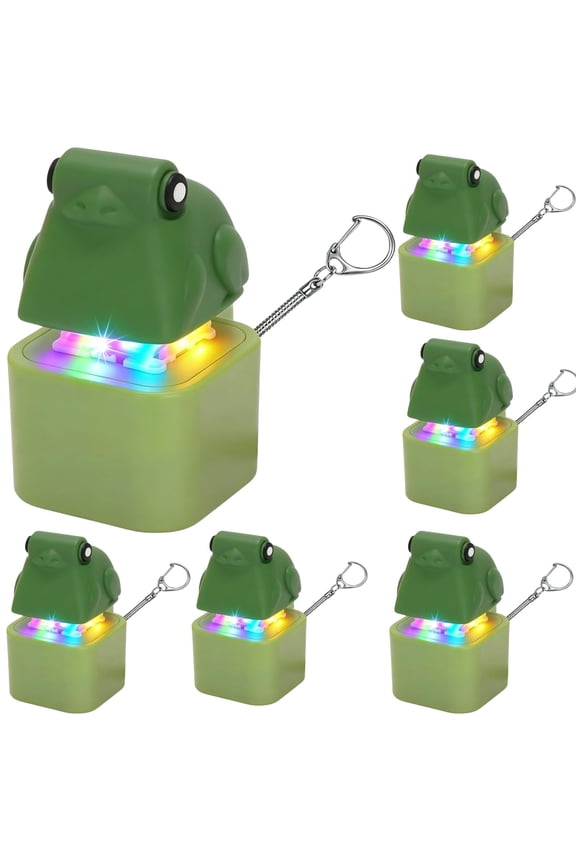 Frog Croaking Fidget Toy, Rechargeable Frog Croaking Keychain with Sound LED Lights, Frog Fidget Clicker, Fun & Portable Calming Relief Toy (Frog*6)