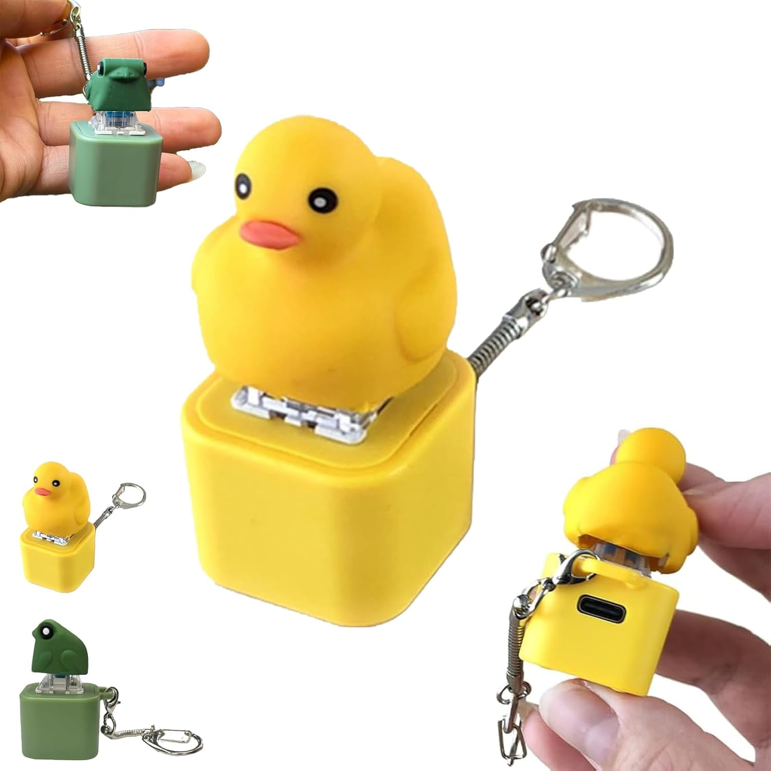 Frog Croaking Keychain Frog Croaking Fidget Toy, Adults Rechargeable With Colorful Lights Stress Reliever For Anxiety Sensory Fun Frog Fidget Toy
