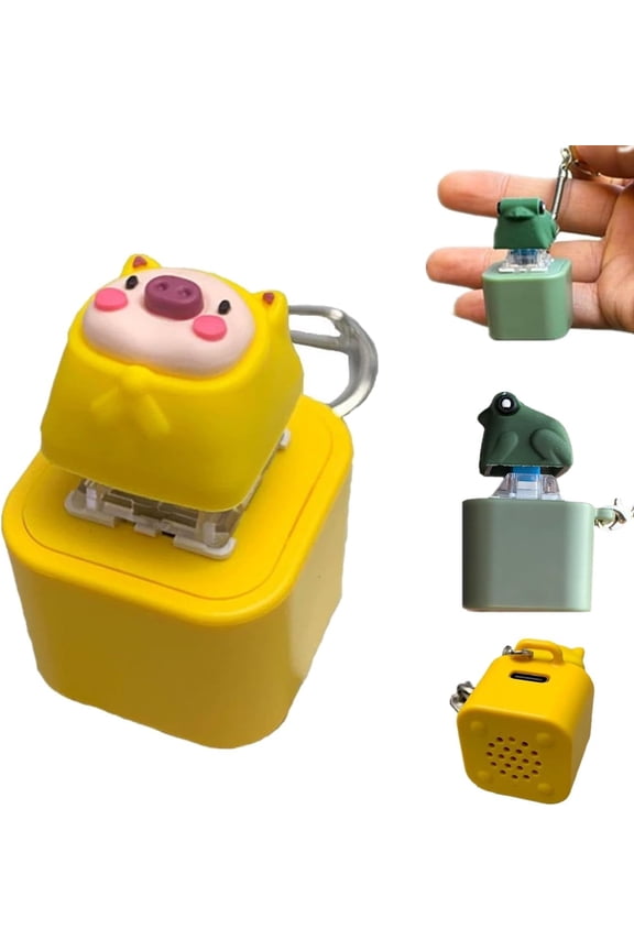 Frog Croaking Fidget Toy, Rechargeable Stress-Relieving Clicky Keyboard Keychain, Adult Keyboard Clicker with Light & Sound, Stress Reliever for Anxiety & Sensory Fun(xxw)
