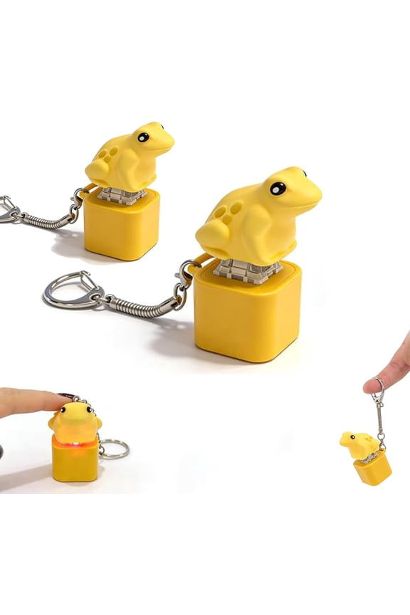 Frog Croaking Fidget Toy - USB-C Rechargeable Keychain，Adults Keyboard Clicker Reliever ，Frog Croaking Fidget Toy with Colorful Lights， Fun & Portable Anxiety Relief (2PCS)