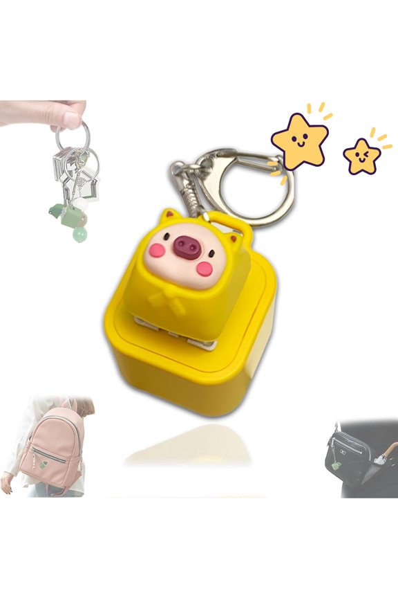 Frog Croaking Keychain, Frog Croaking Stress Reliever, Rechargeable Croakings Frogs Keychain, Fun and Portable Anxiety Relieving Toys (Pig)