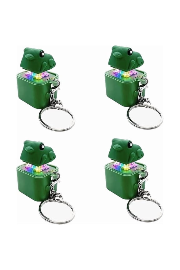 Frog Croaking Keychain Rechargeable Keyboard Clicker With Led Lights Stress Relief Sensory Fidget Toy For Adults Usb-C Glow In Dark 4Pcs