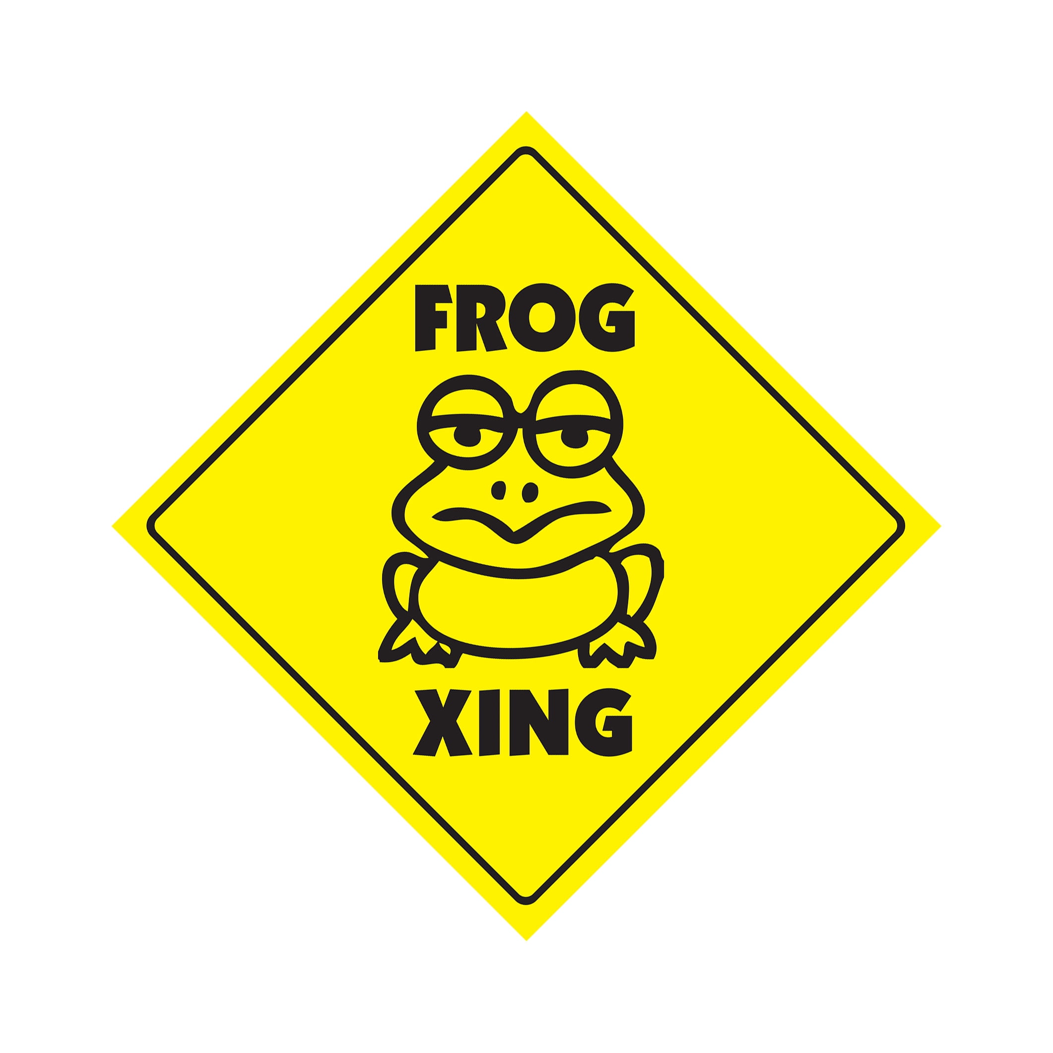Frog Crossing Sign Zone Xing Indoor/Outdoor 14" Tall frogs lover collector toad Kermit