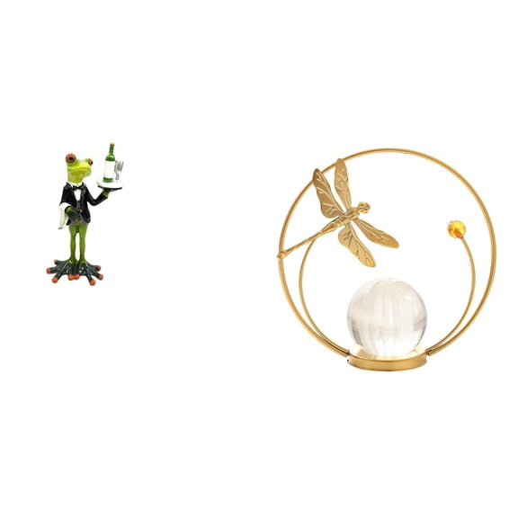 Frog Crystal Ball Sculpture Ornament Sturdy Resin Material for Living Room Bedroom Office Decor
